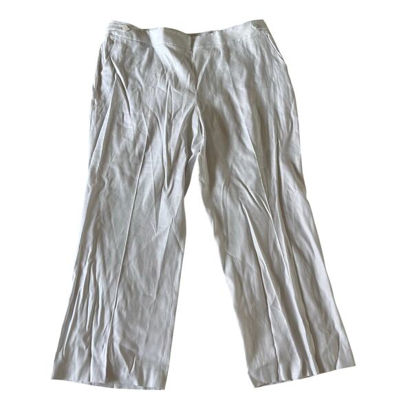 Talbots Plus Size White Linen Blend Straight Leg Trouser Wmns 22W Casual Preppy - Picture 1 of 10